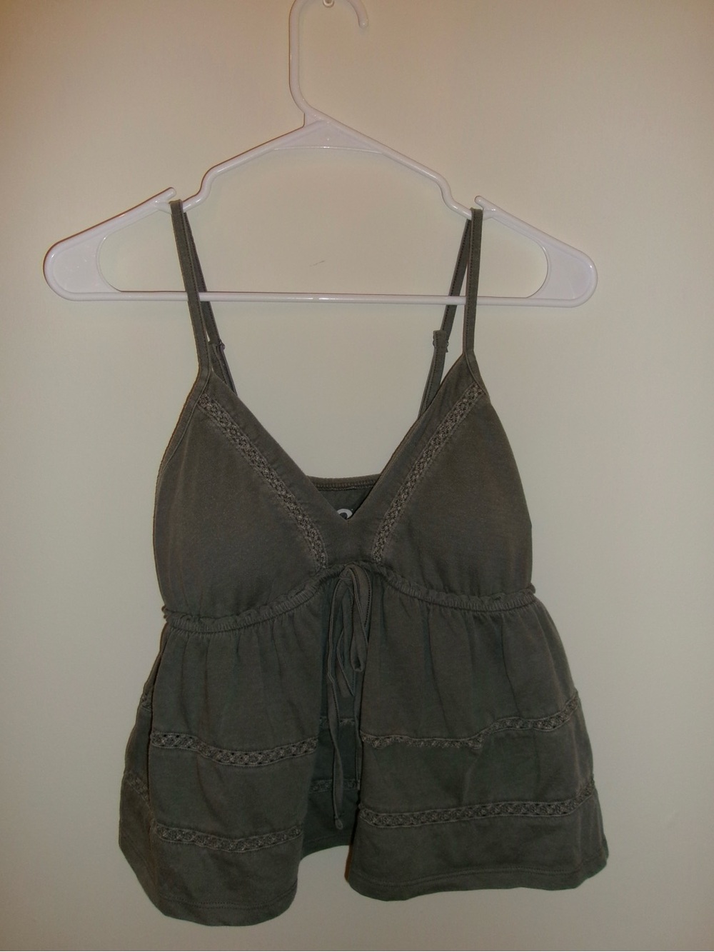 SO Gray Spaghetti Strap Cami with Tie Front